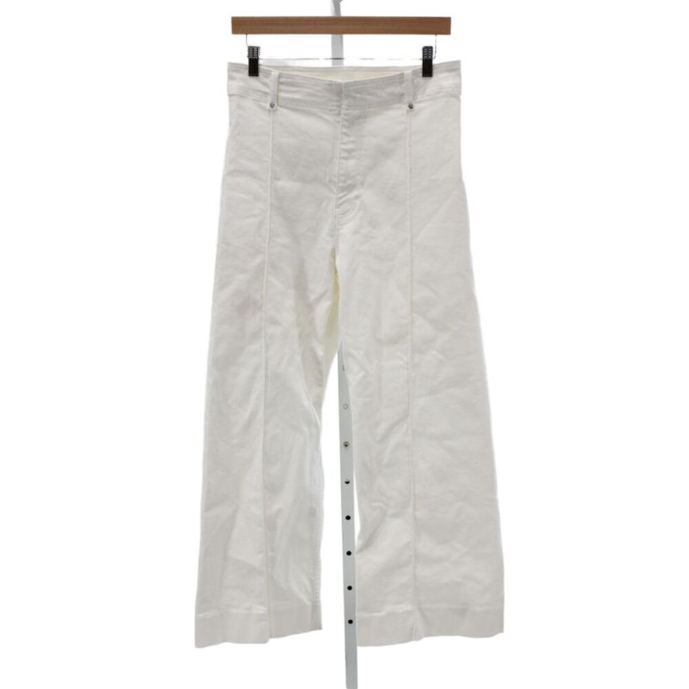 Zara Womens Cropped High Rise White Cotton Jeans Casual Size 8